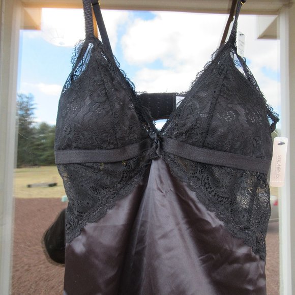 NWT black Nighty & panty with lace detail & removable pads size S - Picture 5 of 13